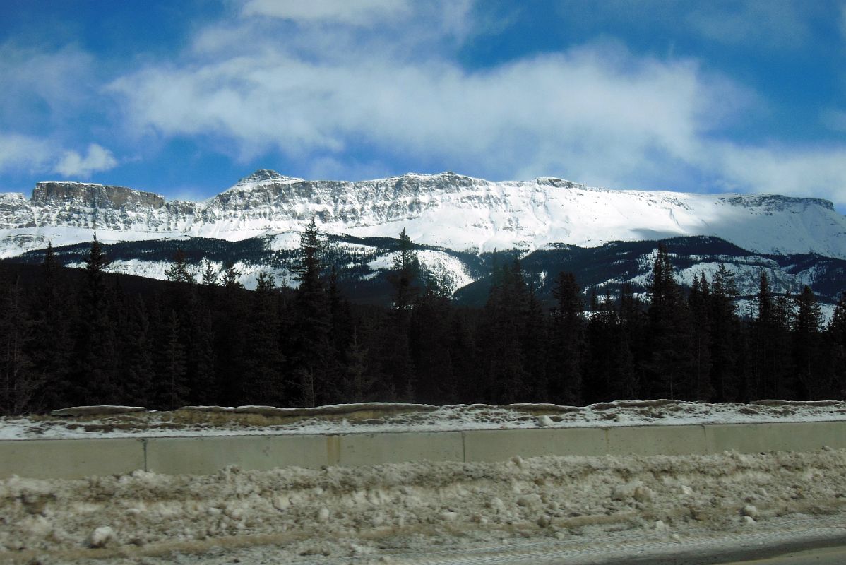 05C Armor Peak And Ridge To Protection Mountain Afternoon From Trans Canada Highway Driving Between Banff And Lake Louise in Winter